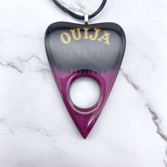 Jewelry - Black Magenta Chrome Dipped Ouija Planchette Necklace